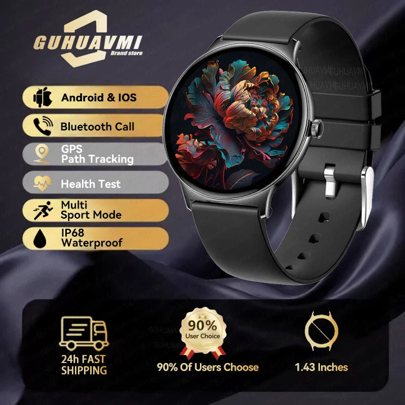 Silica Gel Full Touch Screen Android Round Shaped Digital Smartwatch