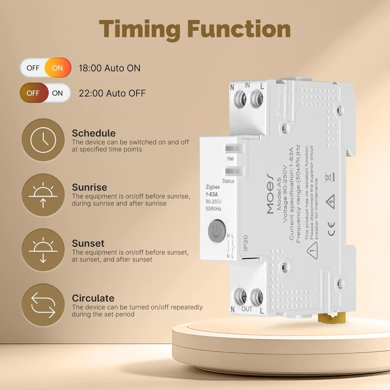 MOES ZigBee 63A Smart Circuit Breaker Electricity Monitor with Alexa