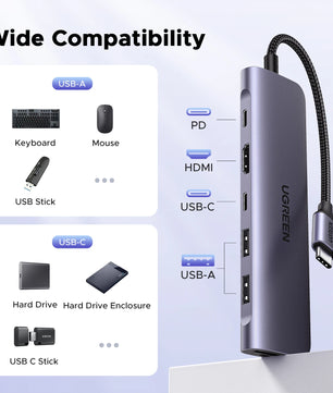 Metal USB-C HUB HDMI Compatible Card Reader for Laptop MacBook
