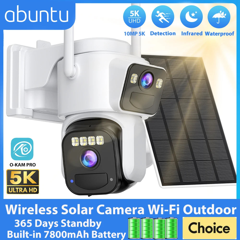 10MP 5K Wireless Solar Wifi Dual Lens Surveillance Camera