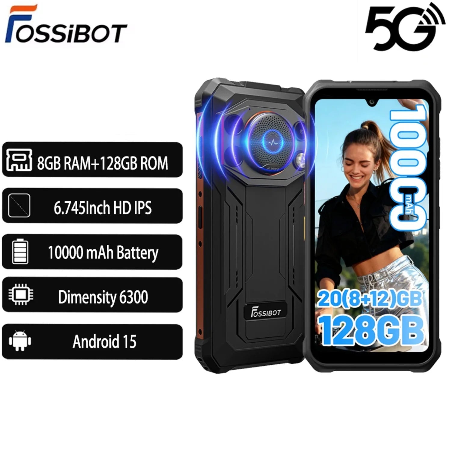 10000mAh 6.75 Inch 128GB Android F110 Pro 5G Rugged Smartphone