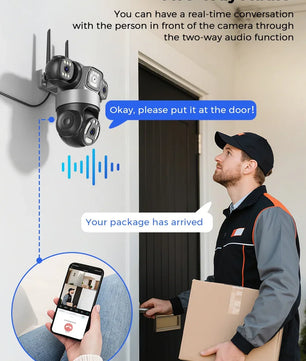 12MP 6K Three Lens Waterproof 360° Surveillance Camera