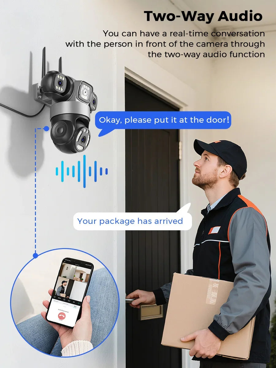 12MP 6K Three Lens Waterproof 360° Surveillance Camera