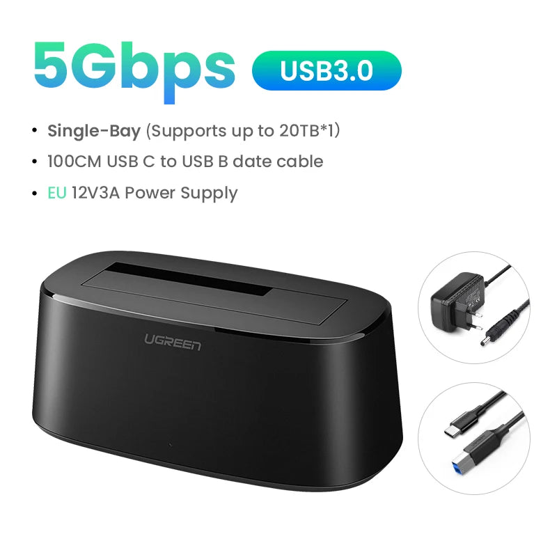Ugreen Plastic Dual Bay USB 3.0 Adapter HDD Docking Station