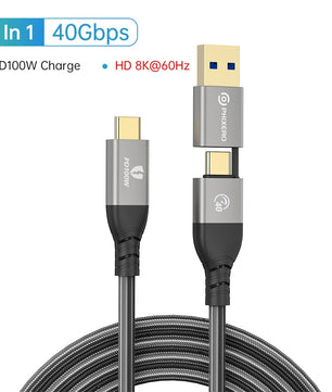 40Gbps Aluminum Alloy USB PD100W Type-C Fast Charging Cable