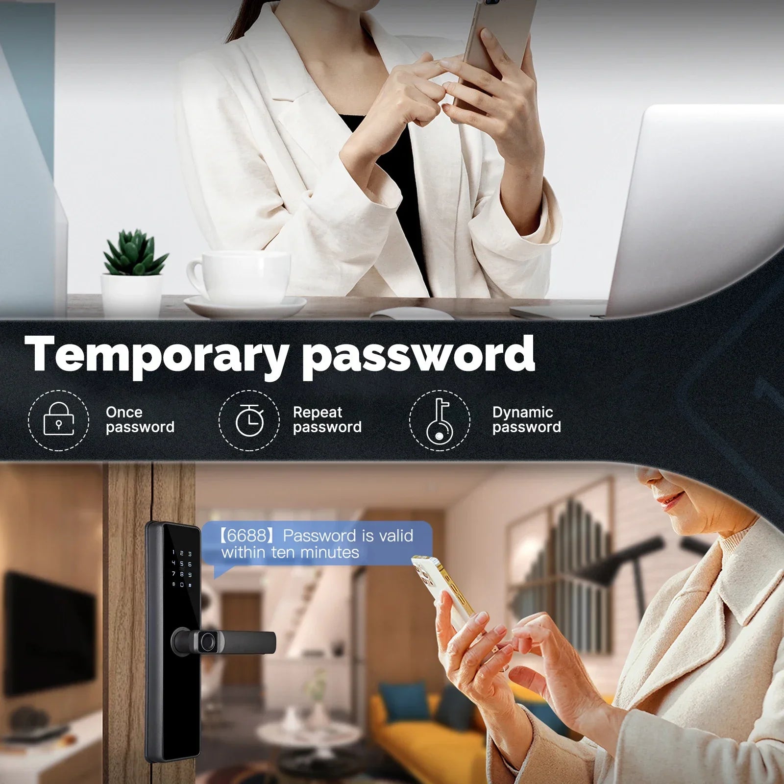 Aluminum Alloy Bluetooth Compatible Electronic Smart Door Lock