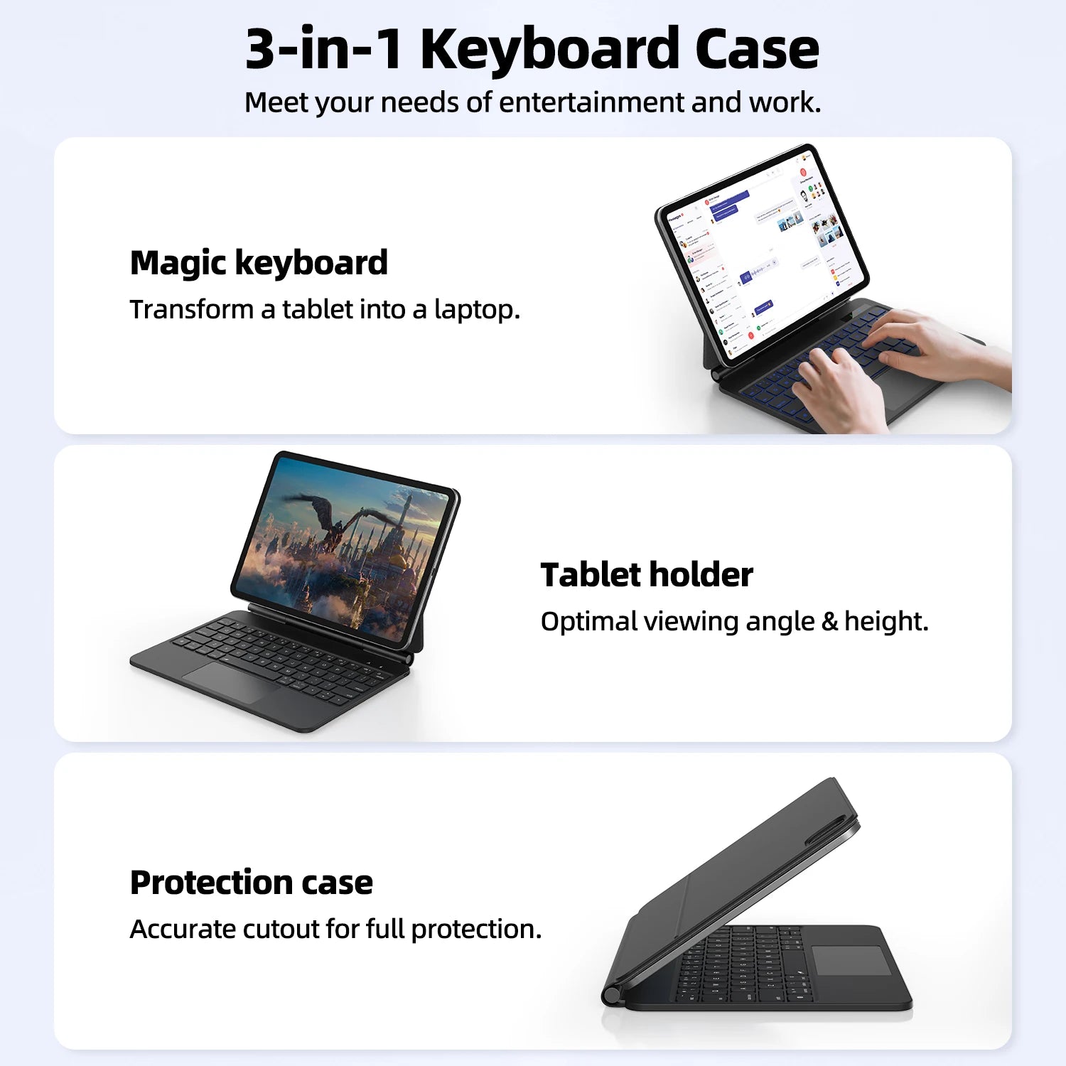 11 Inches Wireless Magnetic Magic Keyboard Case for Apple iPad