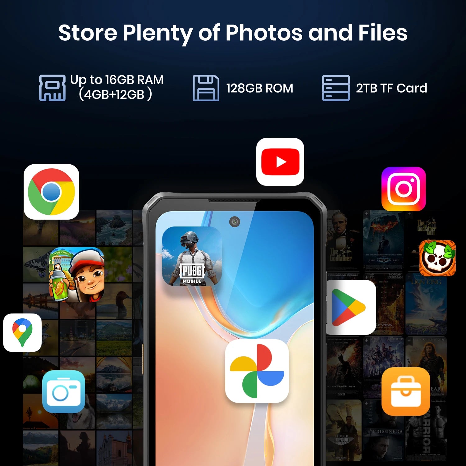 5000mAh 128GB Android Full Screen Fast Charging Smartphone