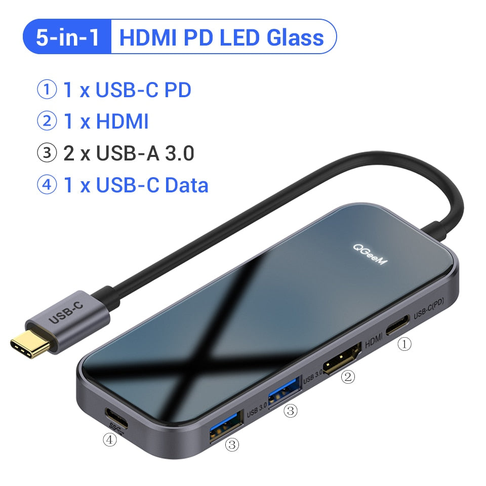 Aluminum Alloy USB 3.1 HDMI Type-C Compatible Docking Station Hub