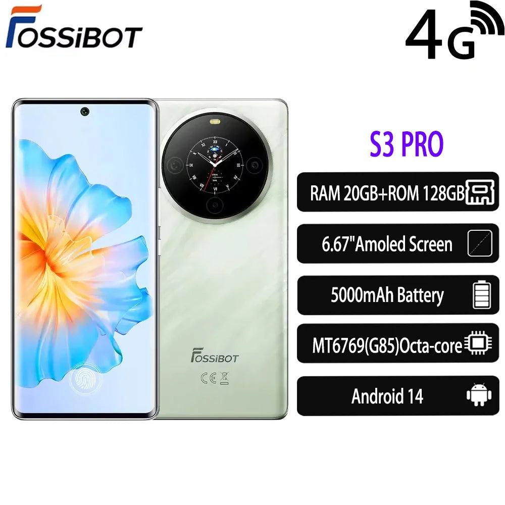 8MP 18W 6.67 Inch Amoled Display S3 PRO 4G Business Smartphones