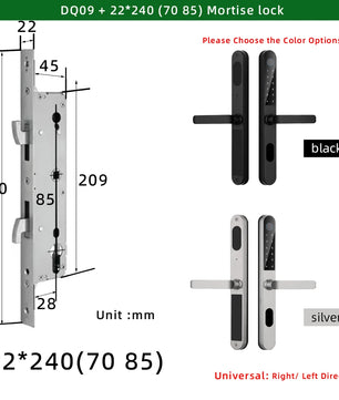 Aluminium Alloy Waterproof Bluetooth Reversible Handle Door Lock