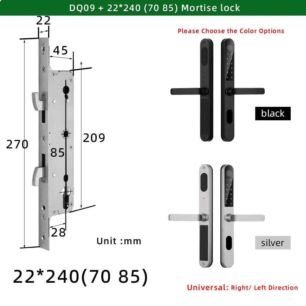 Aluminium Alloy Waterproof Bluetooth Reversible Handle Door Lock