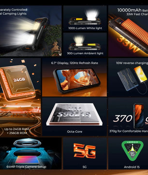 7500mAh 256GB 120Hz Android WP58 PRO 5G Rugged Smartphone