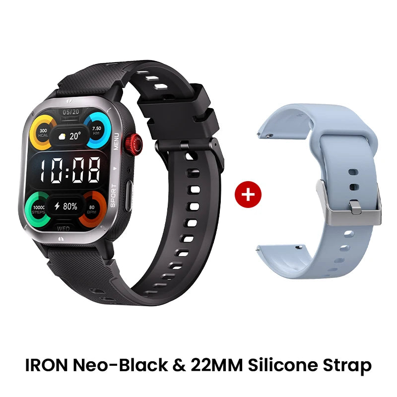 Silica Gel 1.95" 22mm Waterproof Bluetooth Smartwatch