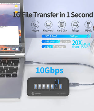 10Gbps Aluminum Alloy USB 3.2 Multi Port Docking Station Hub