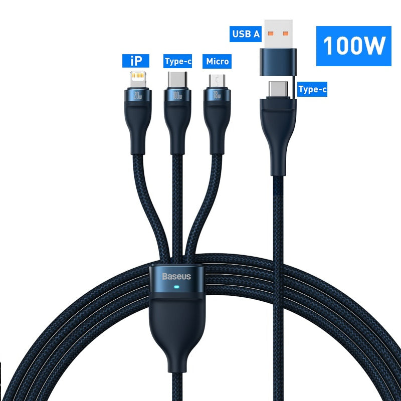 3 in 1 USB Type C Data High Speed Charging Cable For Laptop