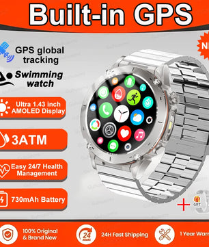 Fine Steel Waterproof Android Round Shaped Bluetooth Smartwatch