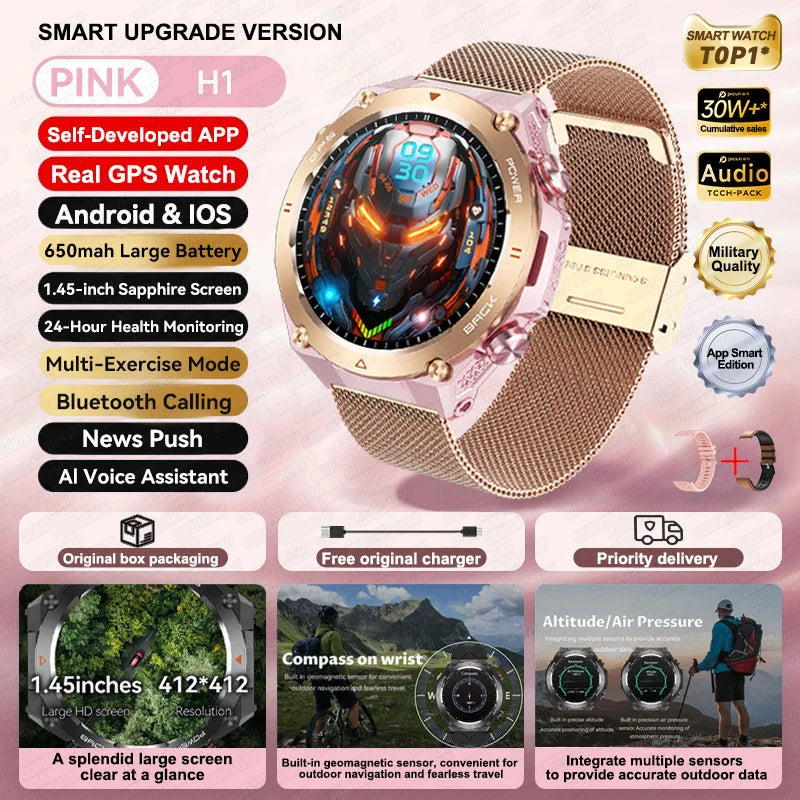 Silica Gel Waterproof Android Round Shaped Amoled Screen Smartwatch