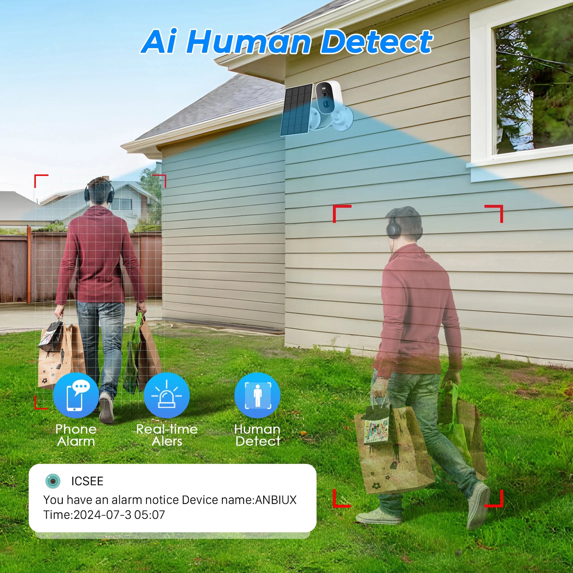 1080p 4MP Wireless Solar Human Detection Security Protection Camera