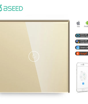 Bseed Alloy 4 Gang 1 Way Crystal Glass Panel Light Touch Switch