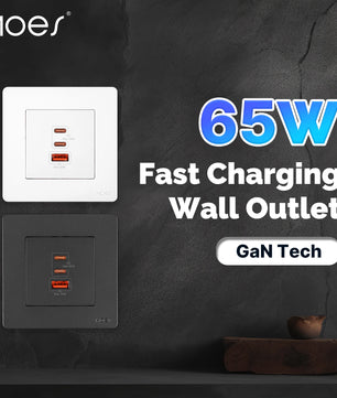 Moes 65W PD3.0 3 Ports Fast Electrical Charger Wall Outlet 