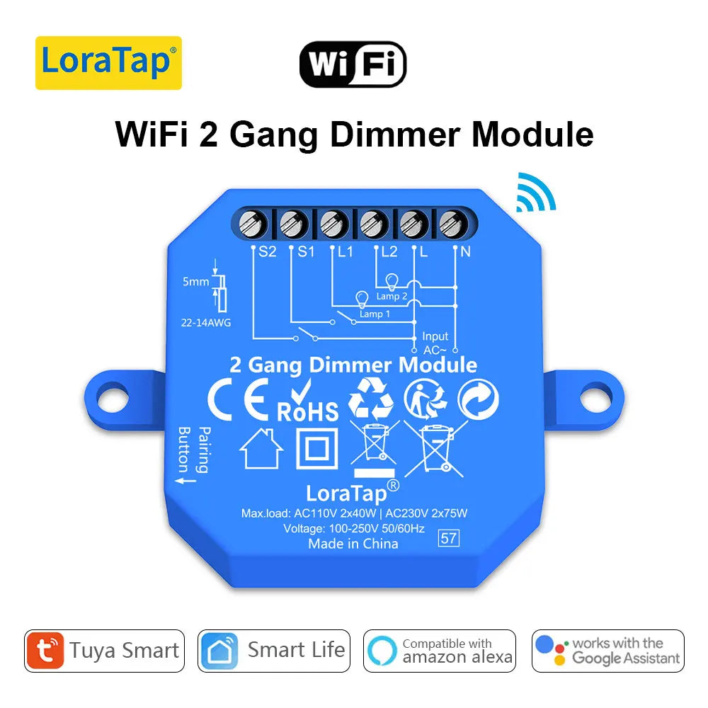 LoraTap 10A 300W Plastic Smart ZigBee 3.0 Light Switch Module