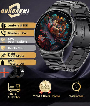 Silica Gel Full Touch Screen Android Round Shaped Digital Smartwatch