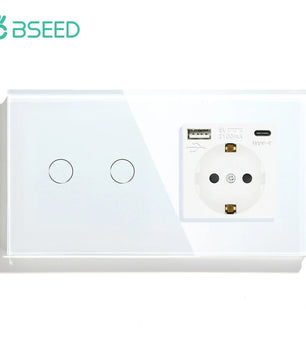 Bseed 16A Alloy 3 Gang Crystal Glass Panel Wall Light Touch Switch
