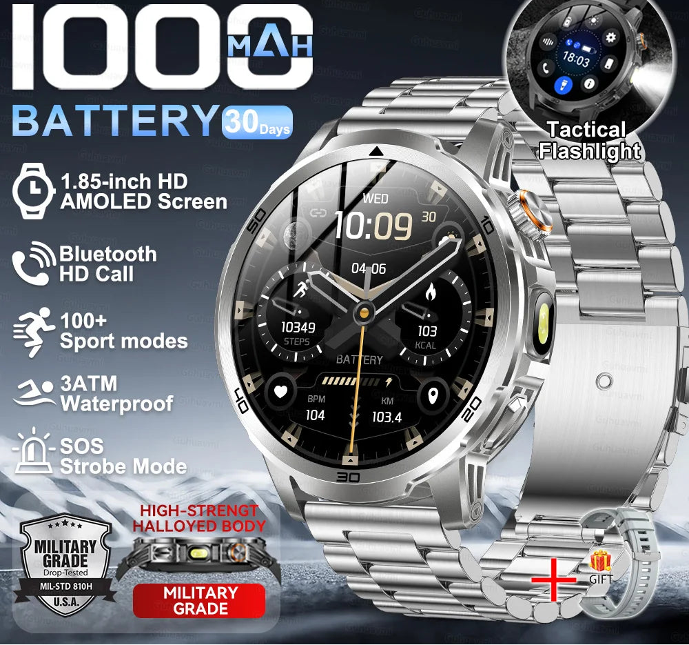 Steel 128MB Waterproof Android Round Shape On-Wrist Smartwatch