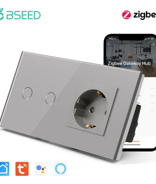 Bseed 16A Alloy 3 Gang Crystal Glass Panel Wall Light Touch Switch