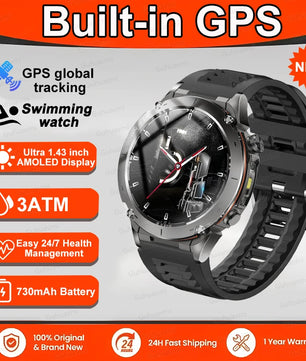 Fine Steel Waterproof Android Round Shaped Bluetooth Smartwatch