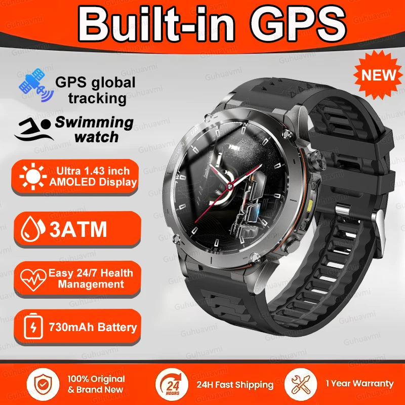 Fine Steel Waterproof Android Round Shaped Bluetooth Smartwatch