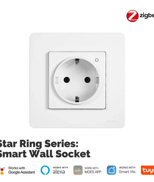 MOES ZigBee Smart EU Wall Socket with Energy Monitor and Voice Control