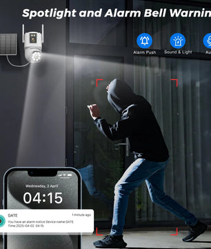 8MP 4K Solar Wifi Outdoor Dual Lens Surveillance Camera