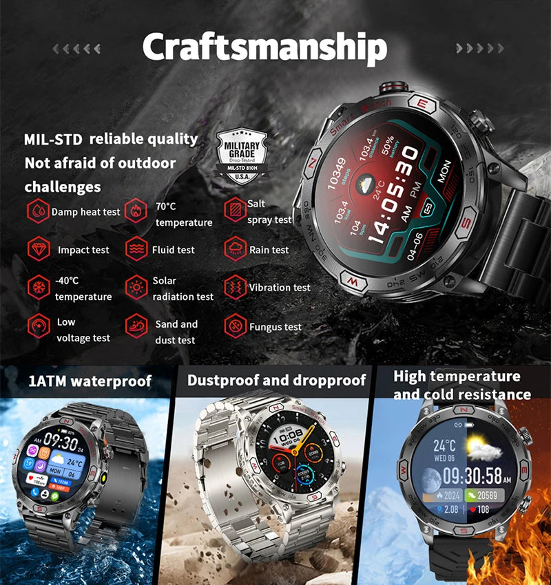 Stainless Steel Waterproof Android Round Shaped Bluetooth Smartwatch