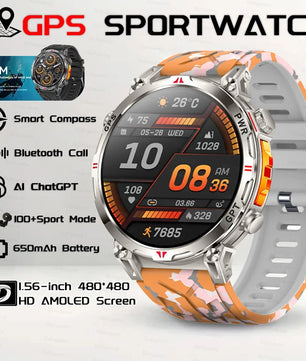 Steel Android Round Shape Waterproof On-Wrist Smartwatch