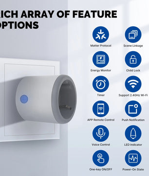 Moes Plastic Panel Voice Control Smart WIFI Power Socket Plug