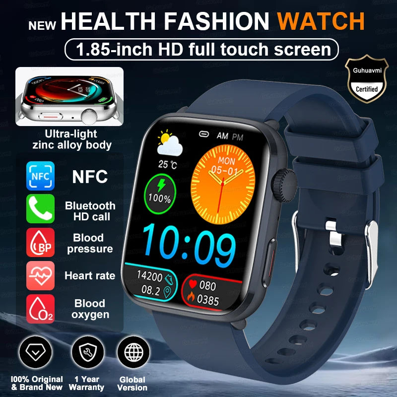 Rubber Waterproof Android Square Shaped Amoled Screen Smartwatch