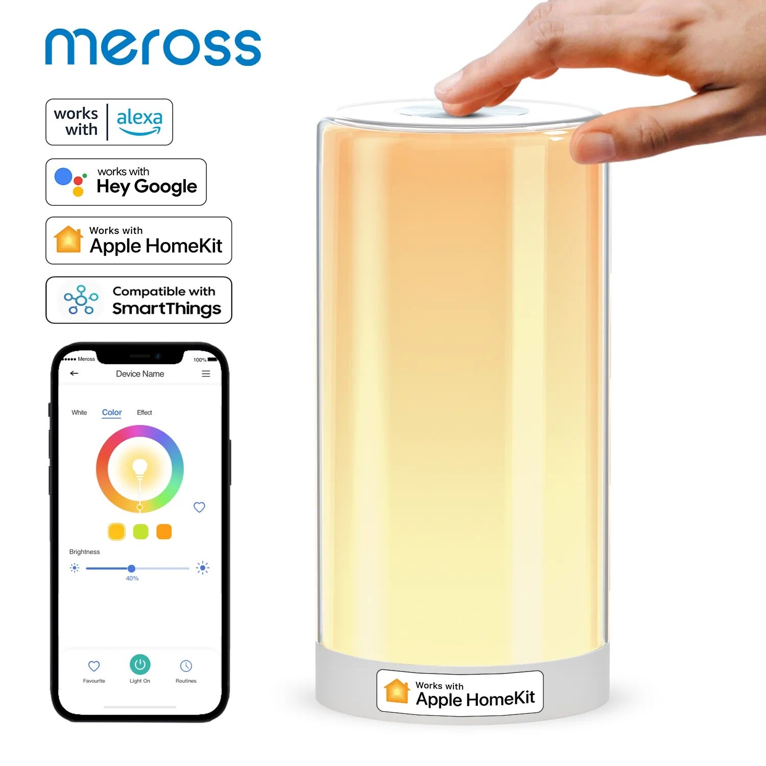 Meross Plastic Smart WiFi LED Night Light Dimmable Bedside Lamp