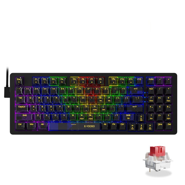 94 Keys USB Wired Mechanical Portable Gaming Keyboard For PC