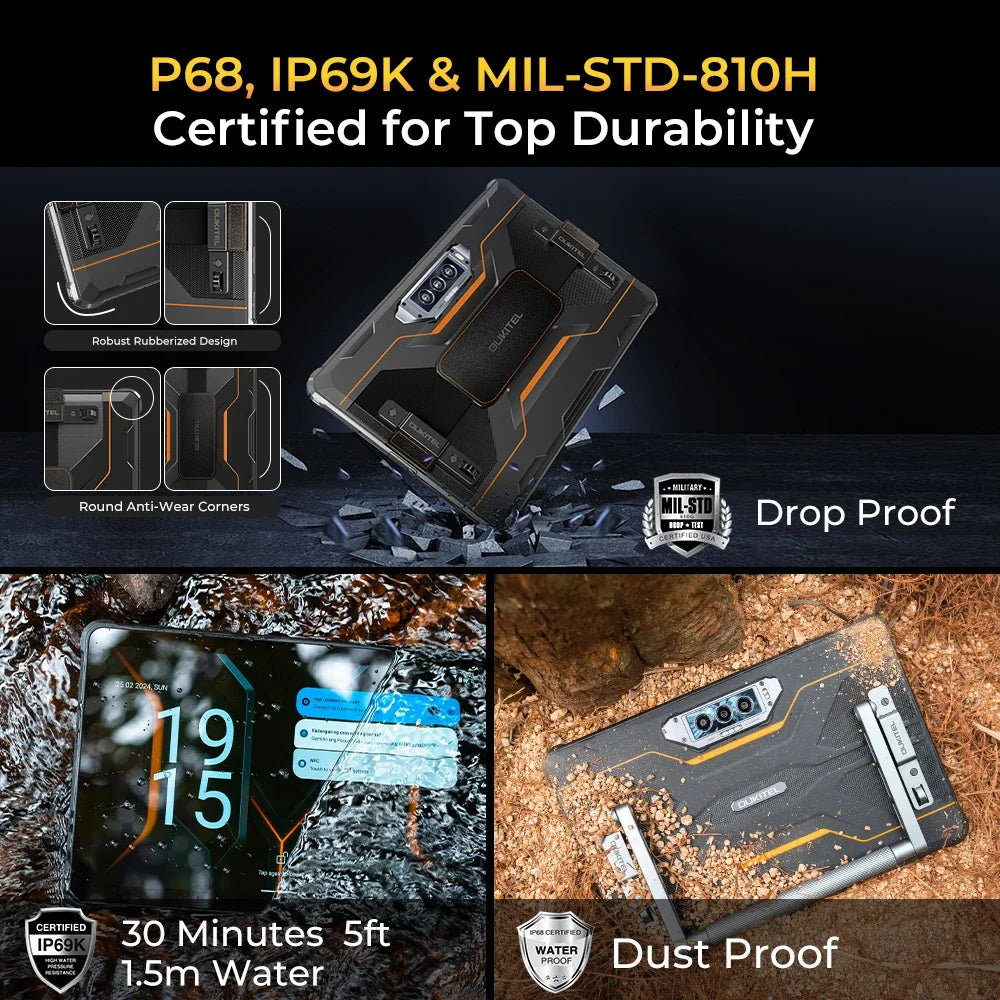 4G Rugged 20000mAh 6GB RAM 256GB ROM 11 Inches Touch Tablet