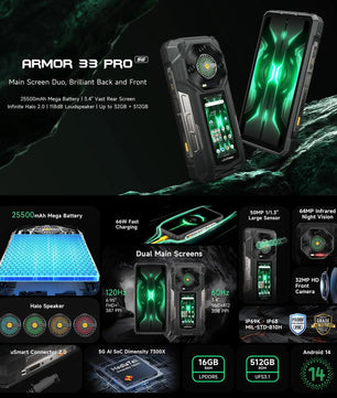 32GB+512GB Armor 33 Pro Rugged 5G Dual Screen Smartphones