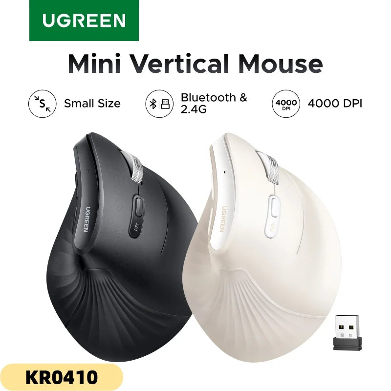 Ugreen Wireless 2.4G 4000DPI Bluetooth Small Vertical Mouse