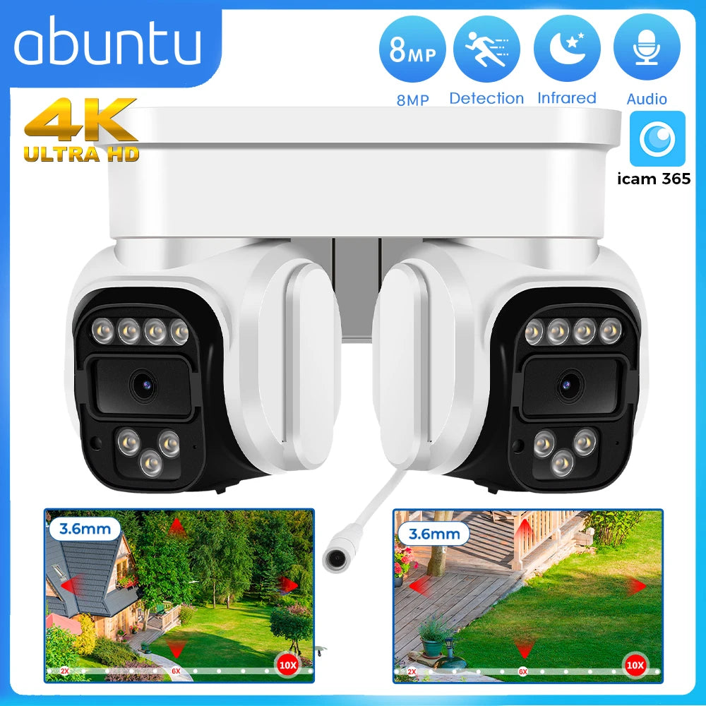 IP66 8MP Dual Lens 10X Digital Zoom Outdoor Surveillance Camera