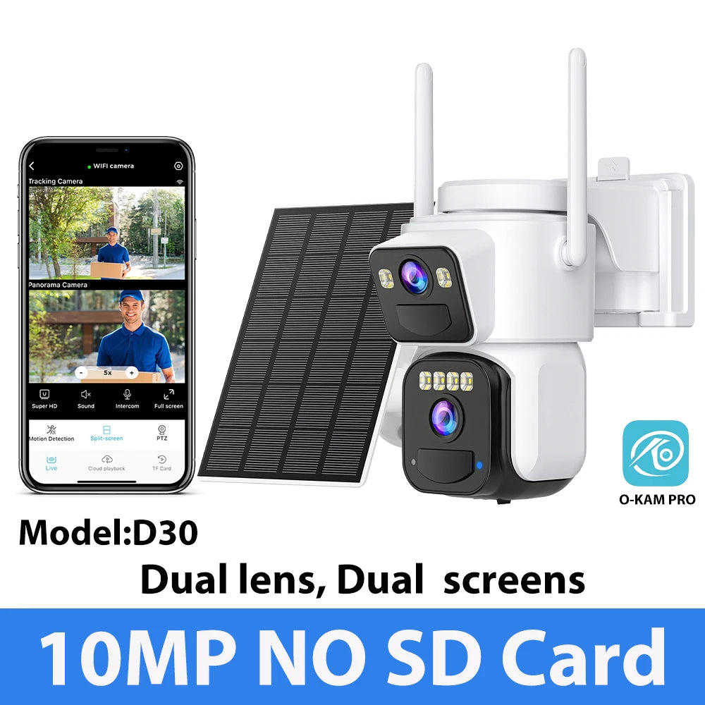 10MP 5K Wireless Solar Wifi Dual Lens Surveillance Camera