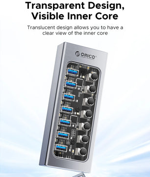 Orico 7-IN-1 Aluminum Alloy USB 3.0 Splitter Docking Station Hub