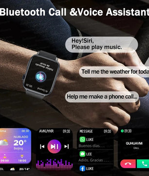 Rubber Waterproof Android Square Shaped Amoled Screen Smartwatch