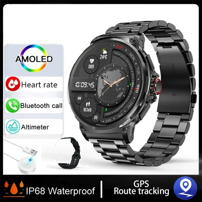 Silica Gel Waterproof Bluetooth Fitness Tracker Round Smartwatch