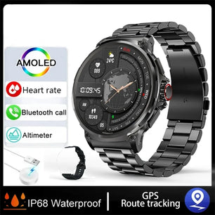 Silica Gel Waterproof Bluetooth Fitness Tracker Round Smartwatch