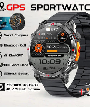 Steel Android Round Shape Waterproof On-Wrist Smartwatch